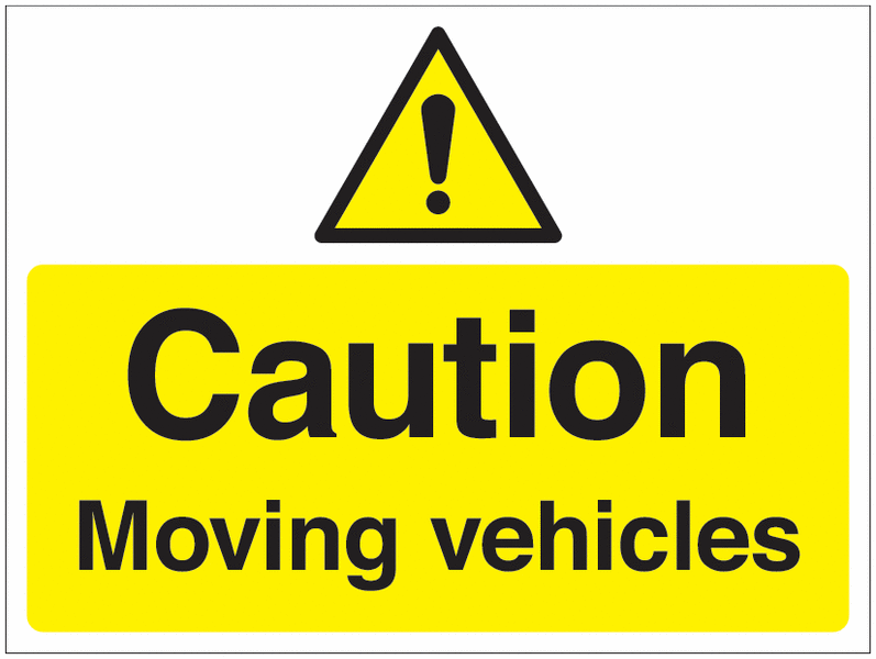 Caution Moving Vehicles - Car Park Signs