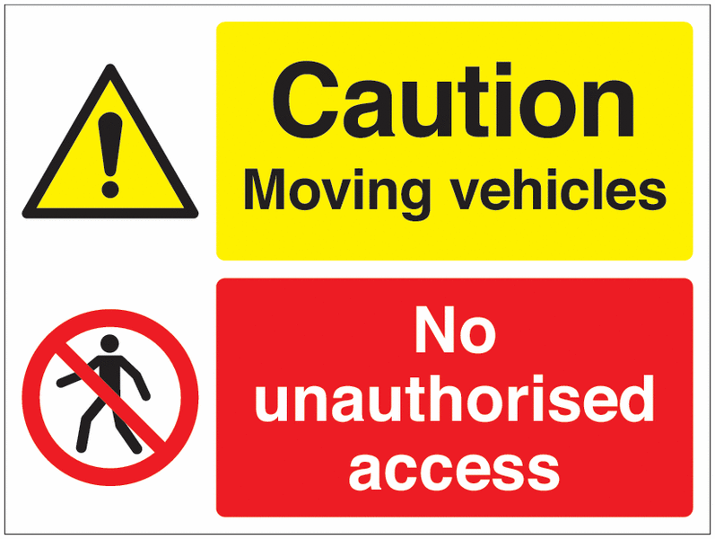 Caution Moving Vehicle No Access - Car Park Signs