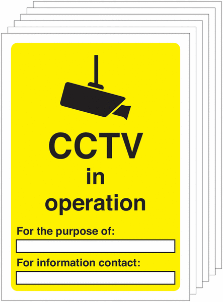 6-Pack CCTV In Operation Write On Signs