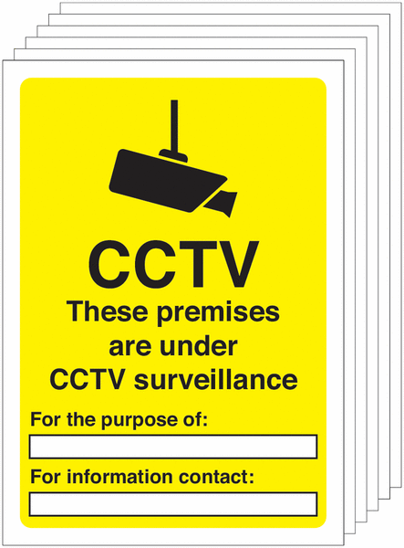 6-Pack CCTV Premises Under Surveillance Write On Signs