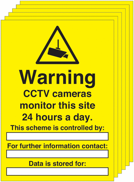 6-Pack Warning CCTV Cameras Monitor This Site Write On Signs