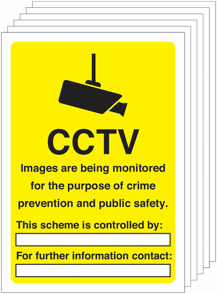 6-Pack CCTV Images Are Being Monitored Write On Signs
