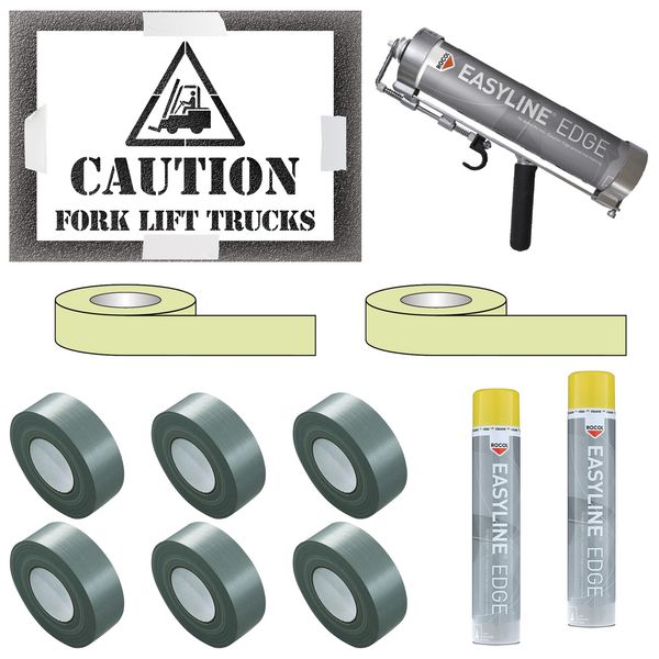 Indoor Caution Forklift Truck Stencil Kit