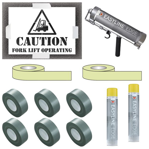 Indoor Caution Forklift Truck Operating Stencil Kit