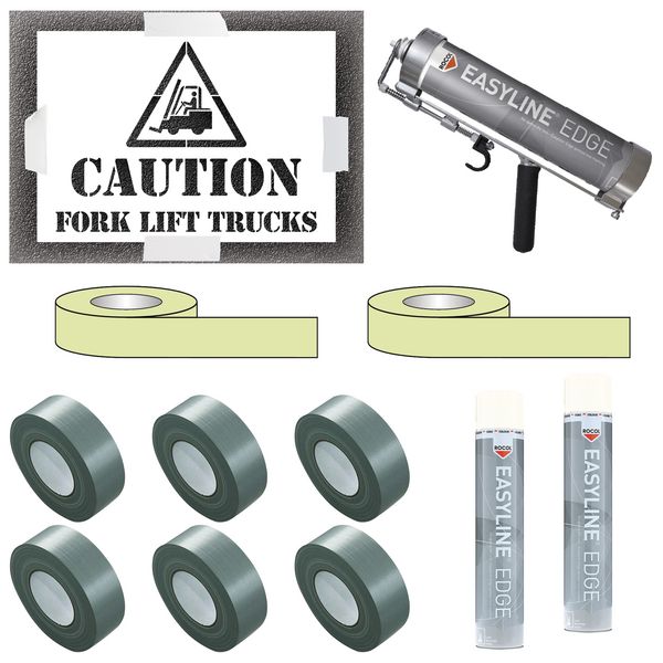Indoor Caution Forklift Truck Stencil Kit