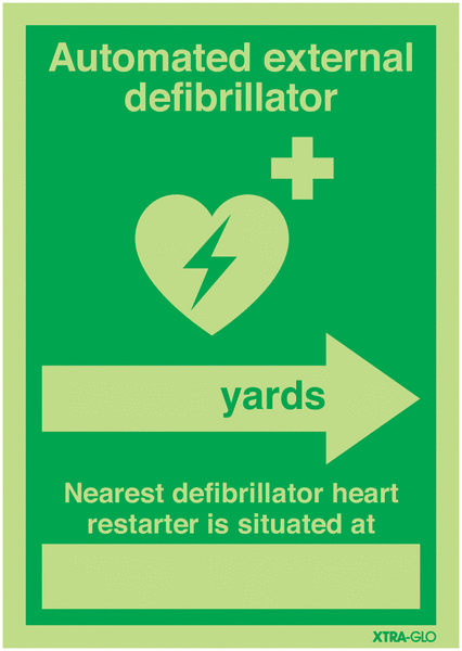 Xtra-Glo AED Location and Distance Signs