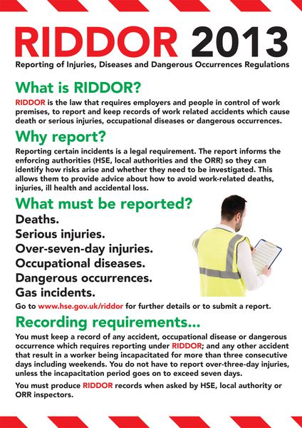 Safety Training Poster - RIDDOR