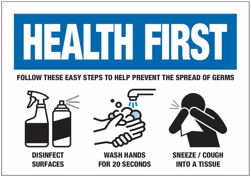 Easy Steps To Prevent The Spread Of Germs Sign