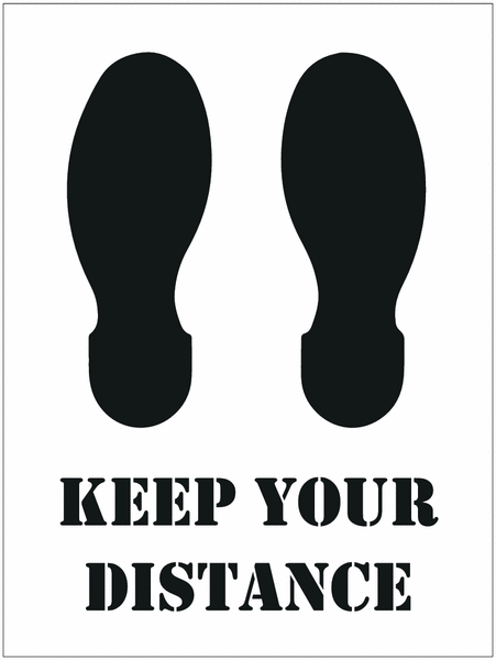 Social Distancing Floor Stencil - Keep Your Distance / Footprints