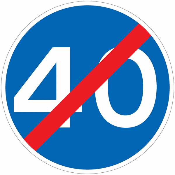 Road Traffic Signs - End of 40 MPH Minimum Speed
