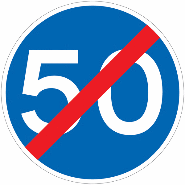Road Traffic Signs - End of 50 MPH Minimum Speed