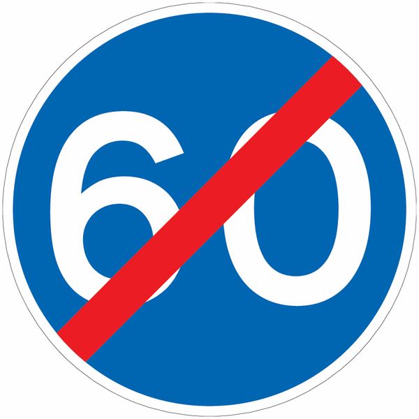 Road Traffic Signs - End of 60 MPH Minimum Speed