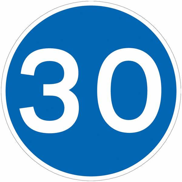 Road Traffic Signs - 30 MPH Minimum Speed