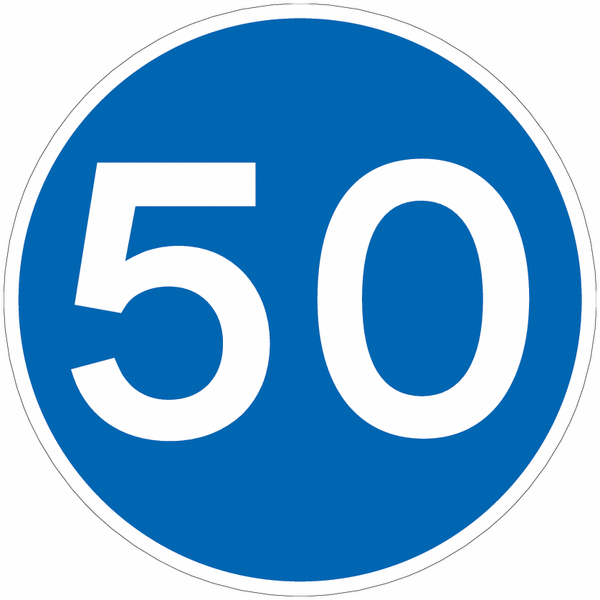 Road Traffic Signs - 50 MPH Minimum Speed