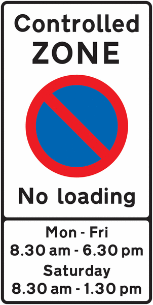 Road Traffic Signs - Controlled Zone