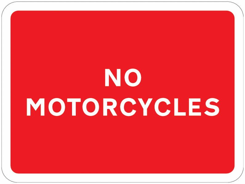 Road Traffic Signs - No Motorbikes (Text)