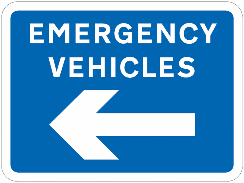 Road Traffic Signs - Emergency Vehicles Left