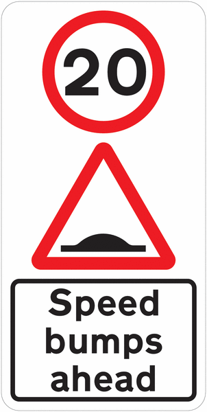 Traffic Signs - 20 MPH Speed bumps Ahead