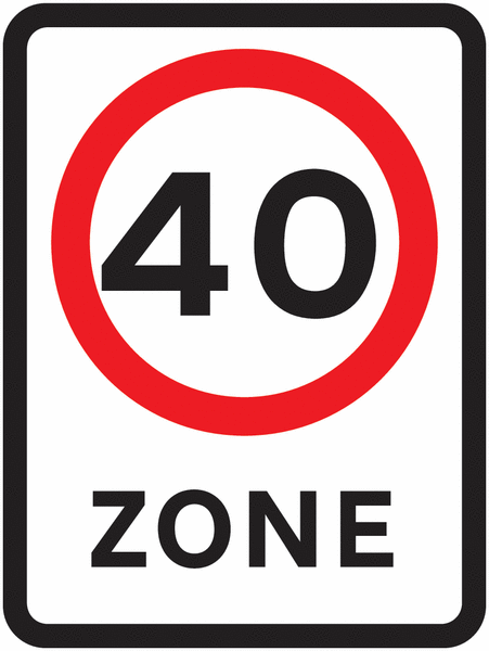 Road Traffic Signs - 40 MPH Zone