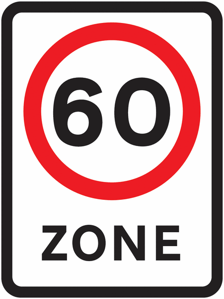 Road Traffic Signs - 60 MPH Zone