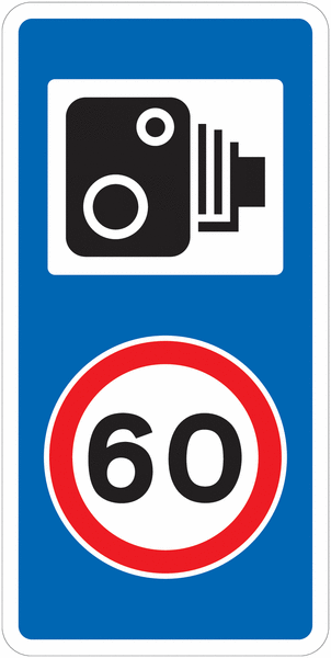 Road Traffic Signs - Speed Cameras, 60 MPH