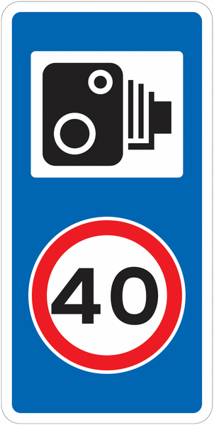 Road Traffic Signs - Speed Cameras, 40 MPH