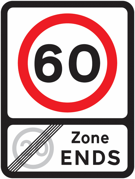 Road Traffic Signs - 60 MPH Zone Ends