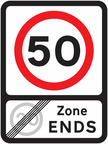 Road Traffic Signs - 50 MPH Zone Ends