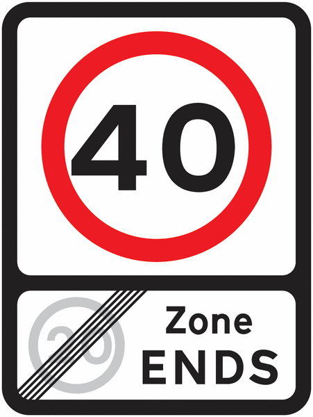 Road Traffic Signs - 40 MPH Zone Ends