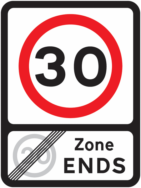 Road Traffic Signs - 30 MPH Zone Ends