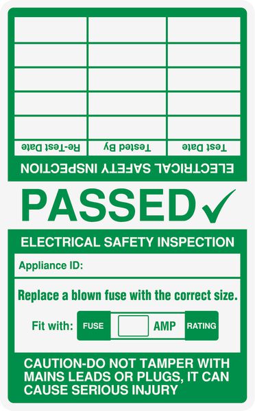 Cable Wrap PAT Test Labels Multi Year Electrical Safety Inspection Passed