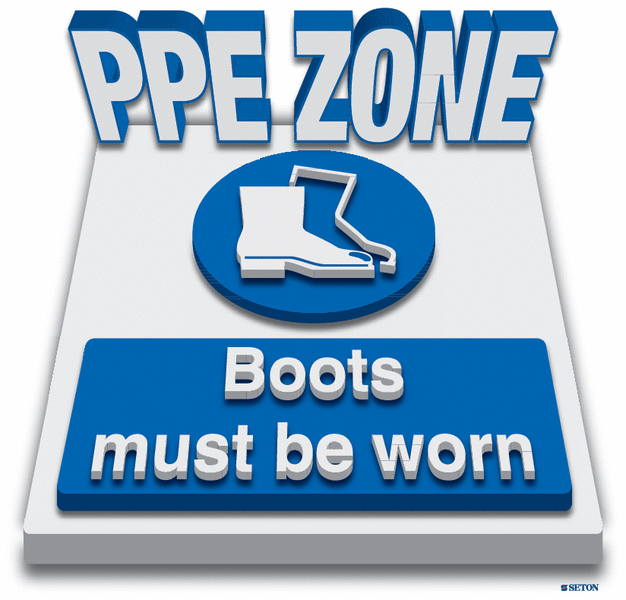 PPE Zone - Boots Must Be Worn - 3D Floor Sign