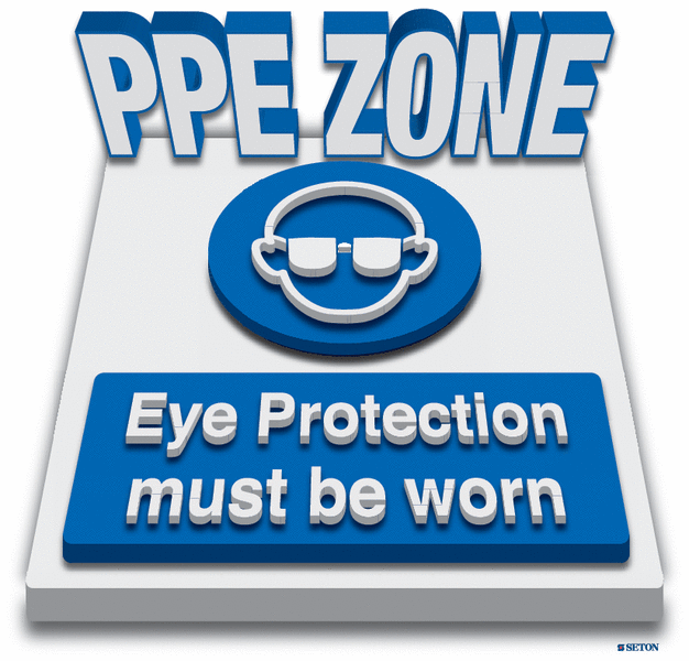 PPE Zone - Eye Protection Must Be Worn - 3D Floor Sign