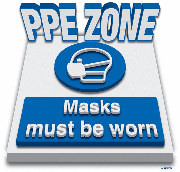 PPE Zone - Masks Must Be Worn - 3D Floor Sign