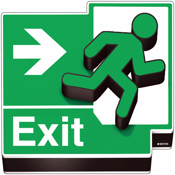Fire Exit Running Man Right Arrow 3D Floor Sign