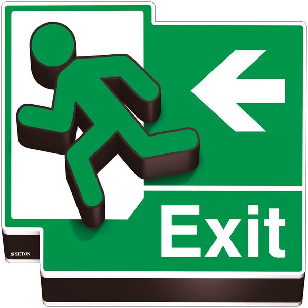 Fire Exit Running Man Left Arrow 3D Floor Sign