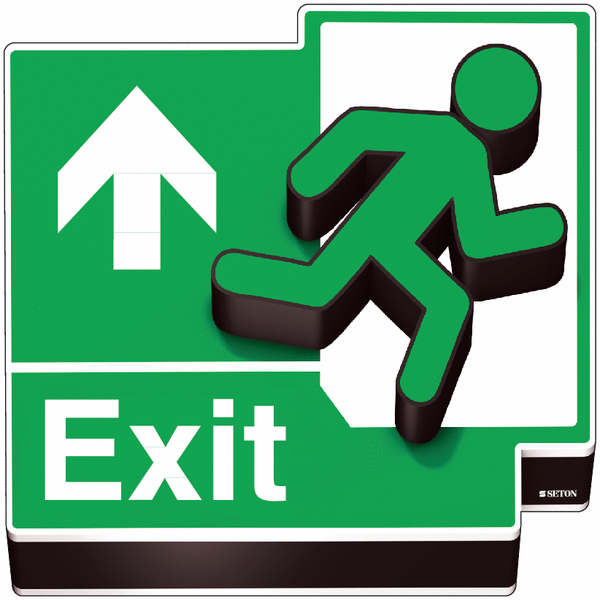 Fire Exit Running Man Up Arrow 3D Floor Sign