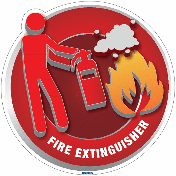 Fire Extinguisher Illustrative 3D Floor Sign