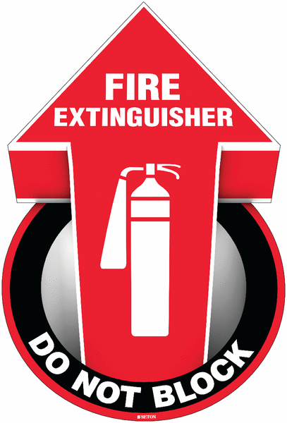 Fire Extinguisher Do Not Block 3D Floor Sign