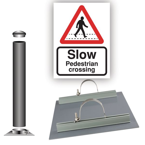 SLOW Pedestrian Crossing Traffic Sign and Installation Kit