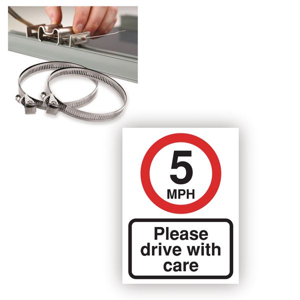 Traffic Sign and Installation Kits - 5 MPH Drive With Care