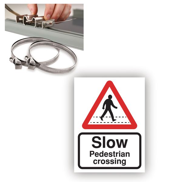 SLOW Pedestrian Crossing Traffic Sign and Installation Kit