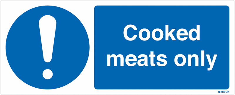 Cooked Meats Only Sign (With Symbol)
