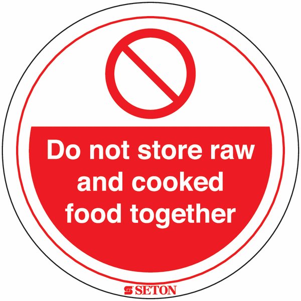 Do Not Store Raw And Cooked Food Together Sign (With Symbol)