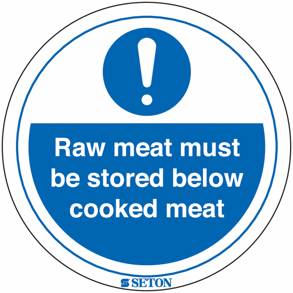 Raw Meat Must Be Stored Below Cooked Meat Sign (With Symbol)