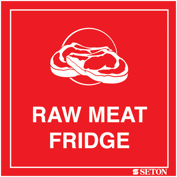 Raw Meat Fridge Sign (With Symbol)