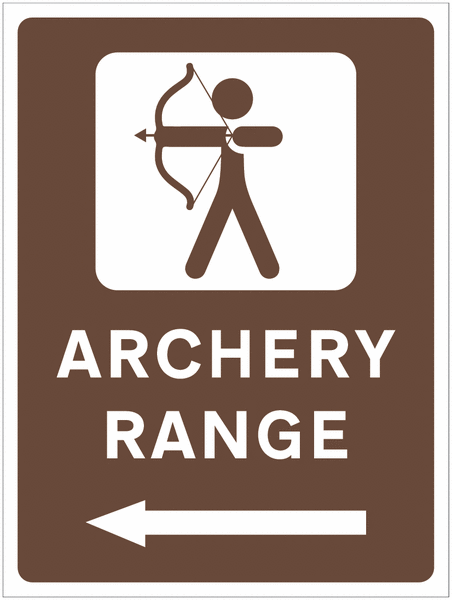 Archery Range and Left Arrow Sign