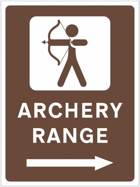 Archery Range and Right Arrow Sign