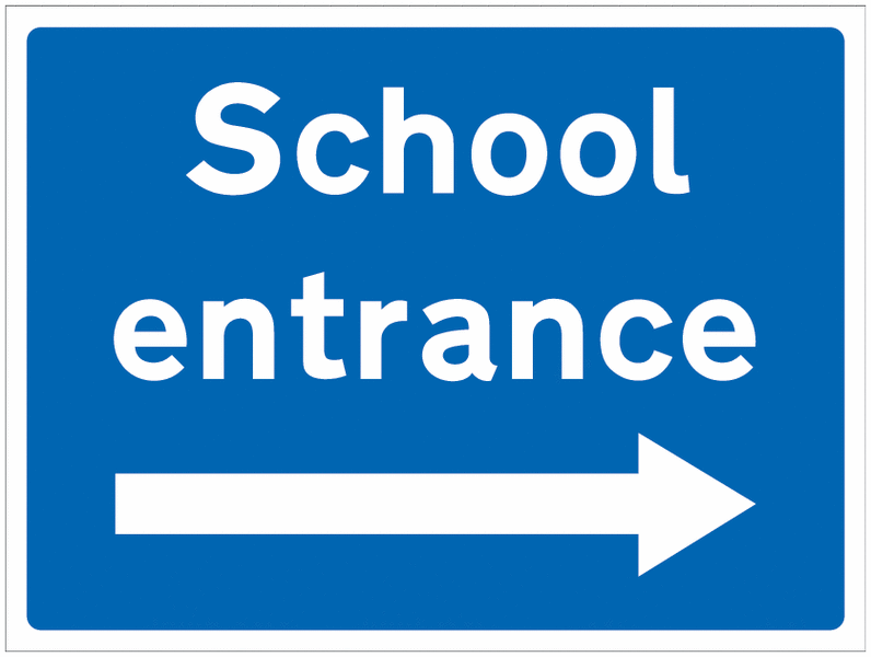 School Entrance - Right Arrow Sign for Car Parks