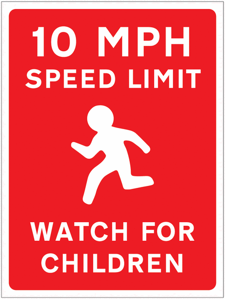 Car Park Speed Limit Signs - 10 MPH Watch for Children